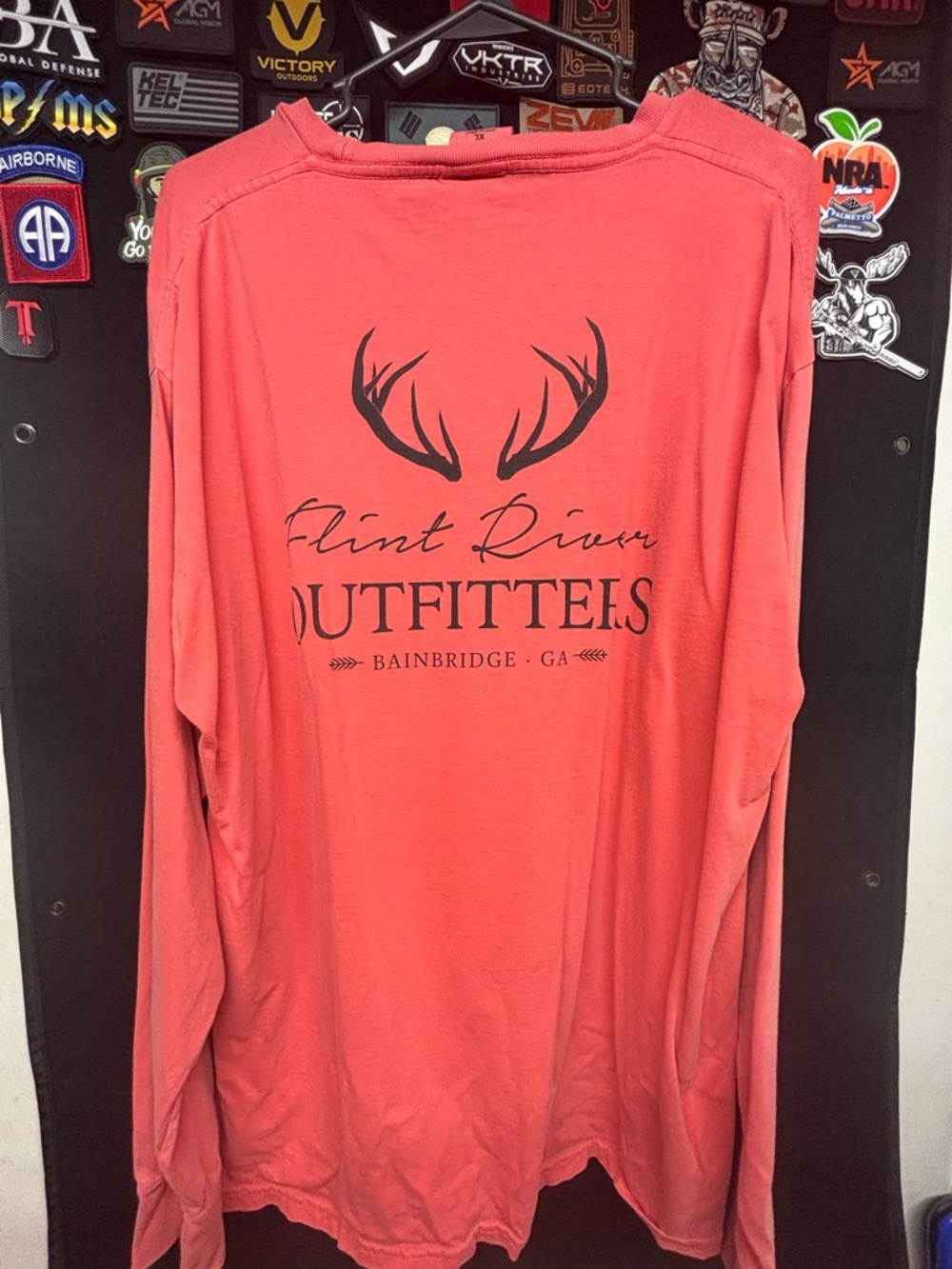 Blue 84 Coral-Red Long Sleeve Tee with Antler Outfitters Logo